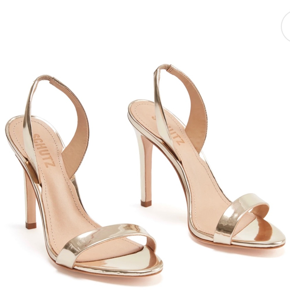Schutz Luriane Gold Heels Sandals